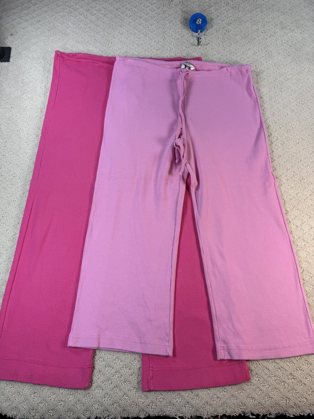 Hard Tail Forever Womens Ribbed Cropped Lounge Pants Lot Pink Drawstring Size M